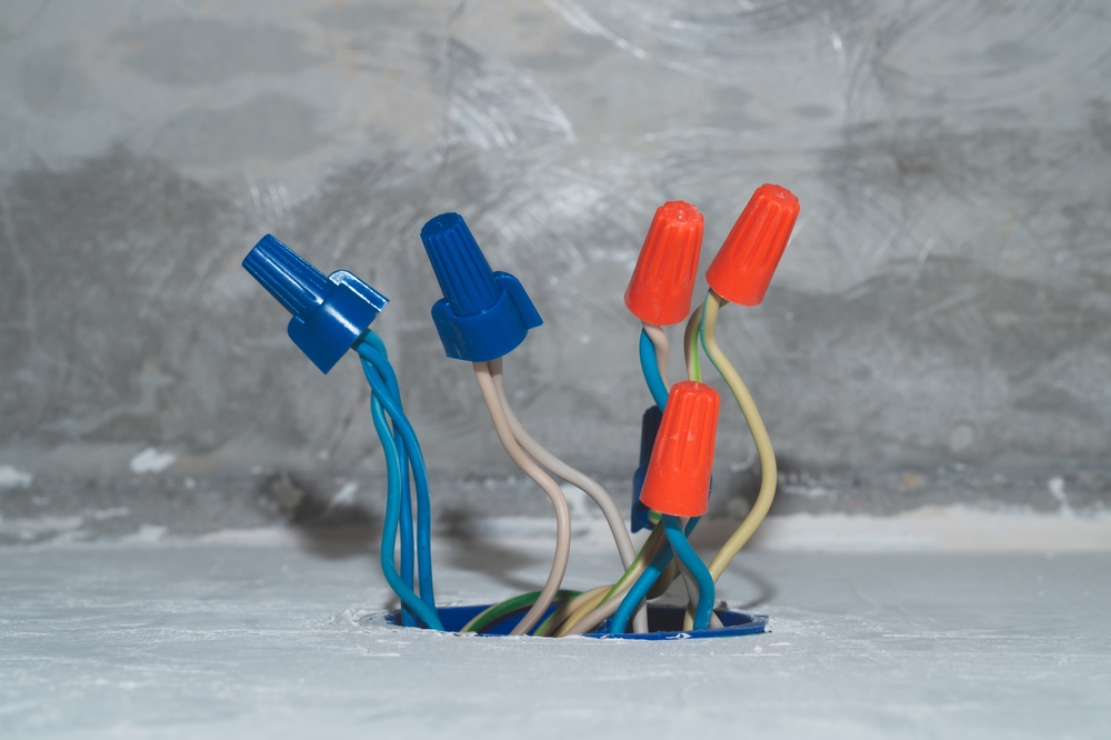 Unfinished,electrical,socket,with,electrical,wires,and,connectors.,renovation,process